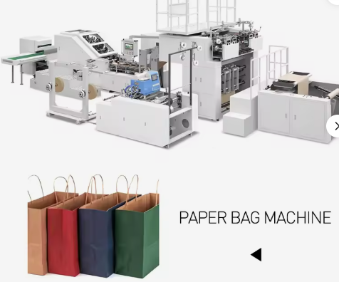 Productionspeed 30-80 Bags per minute Paper Bag Manufacturing Machine featuring CMYK Flexo Printer ideal for custom printing needs